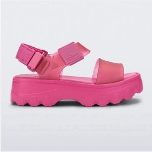 Melissa Kick Off Platform Sandals Designer Jelly Shoes Chunky Shoes Pink Size 7